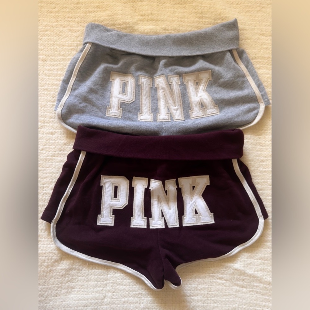 Gray and Maroon PINK Shorts Set